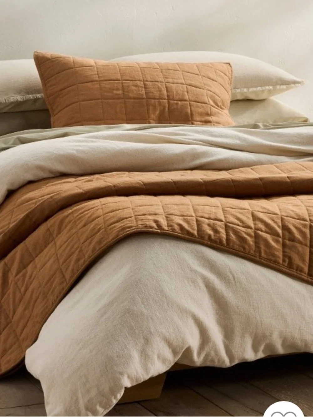 Casaluna Set of 2 Standard Warm Brown Heavyweight Linen Blend Shams 20” x 26”